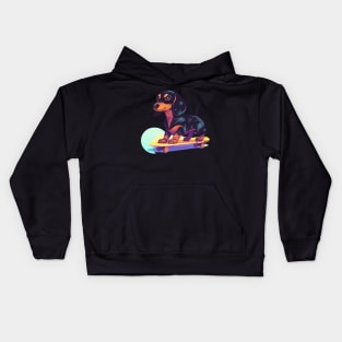 Groovy Dapple Dachshund on Skateboard Kids Hoodie